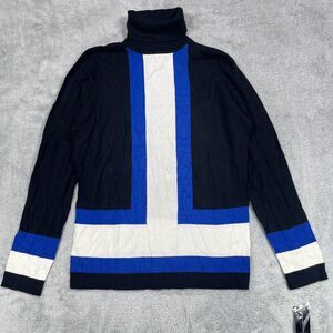 International Concepts Knit Sweater Women's Large Black Blue Turtleneck Pullover